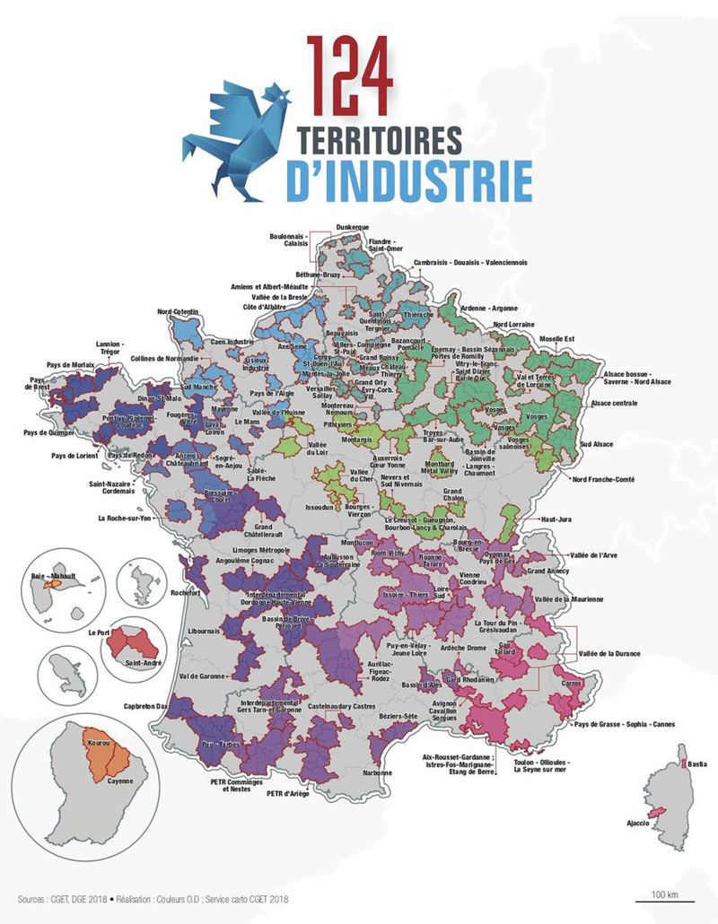 124 territoires d'industrie créés en France