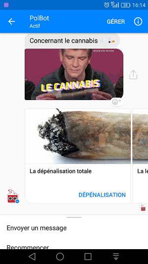 PolBot aborde les questions politiques sur un ton léger. ©Conversationnel