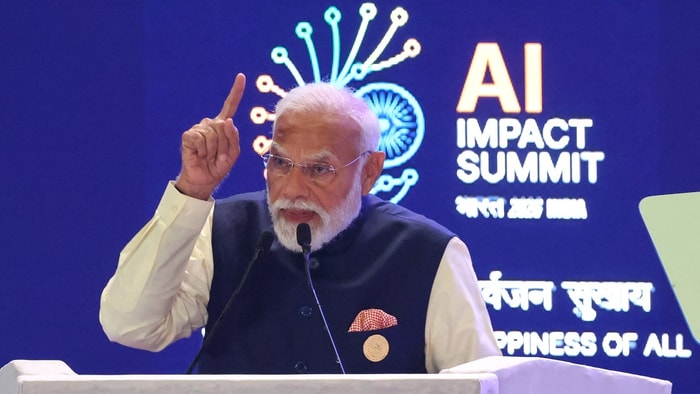 Narendra Modi, Premier ministre indien lors du Sommet pour l'IA à New Delhi