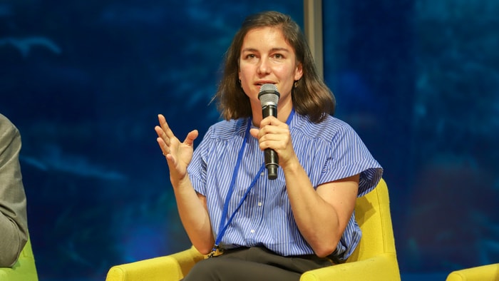 Juliette Medina, directrice de recherche opérationnelle de Weenlo, a vanté les mérites de la mutualisation pour décarboner l’industrie du transport de marchandise. 