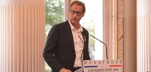 Jean-Noël de Galzain, président, également fondateur et CEO de Wallix à l'occasion de la cinquième édition de l’Université d’été d’Hexatrust.